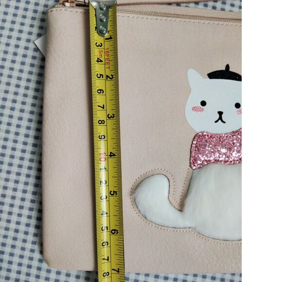 LC Lauren Condrad Peach French Kitty Wristlet  Pouch Make Up Bag NWT - Picture 6 of 15